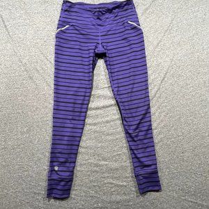 Athleta Relay Striped Tight Purple & Black Legging Sz Small; EUC